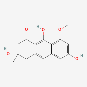 molecular formula C16H16O5 B1195922 3,4-Dihydro-3,6,9-trihydroxy-8-methoxy-3-methylanthracen-1(2H)-one CAS No. 38371-01-6