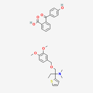 molecular formula C33H37NO7S B1196008 1-((3,4-Dimethoxybenzyl)oxymethyl)-1-(2-thienyl)-N,N-dimethyl-n-propylamine 2-(4-hydroxybenzoyl)benzoate salt CAS No. 121048-14-4