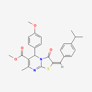 Methyl (2E)-2-(4-isopropylbenzylidene)-5-(4-methoxyphenyl)-7-methyl-3-oxo-2,3-dihydro-5H-[1,3]thiazolo[3,2-A]pyrimidine-6-carboxylate