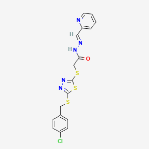 2-({5-[(4-chlorobenzyl)thio]-1,3,4-thiadiazol-2-yl}thio)-N'-[(E)-2-pyridinylmethylidene]acetohydrazide