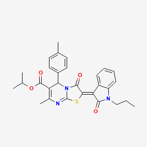 Isopropyl (2Z)-7-methyl-5-(4-methylphenyl)-3-oxo-2-(2-oxo-1-propyl-1,2-dihydro-3H-indol-3-ylidene)-2,3-dihydro-5H-[1,3]thiazolo[3,2-A]pyrimidine-6-carboxylate