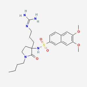 molecular formula C24H35N5O5S B1196063 2-[3-[1-Butyl-3-[(6,7-dimethoxynaphthalen-2-yl)sulfonylamino]-2-oxopyrrolidin-3-yl]propyl]guanidine 