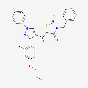 (5Z)-3-benzyl-5-{[3-(2-methyl-4-propoxyphenyl)-1-phenyl-1H-pyrazol-4-yl]methylidene}-2-thioxo-1,3-thiazolidin-4-one