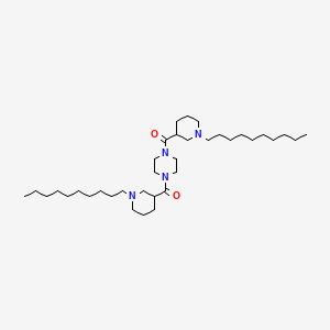 molecular formula C36H68N4O2 B1196074 N,N'-Bis(1-decylnipecotoyl)piperazine CAS No. 90934-36-4
