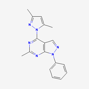 molecular formula C17H16N6 B1196081 4-(3,5-Dimethyl-1-pyrazolyl)-6-methyl-1-phenylpyrazolo[3,4-d]pyrimidine 