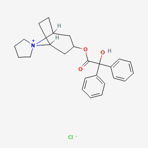 molecular formula C25H30ClNO3 B1196104 8-苯甲酰氧基-6,10-乙烷基-5-氮杂螺(4.5)癸烷氯化物 CAS No. 73954-17-3