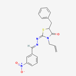 (2E)-5-benzyl-2-[(2E)-(3-nitrobenzylidene)hydrazinylidene]-3-(prop-2-en-1-yl)-1,3-thiazolidin-4-one