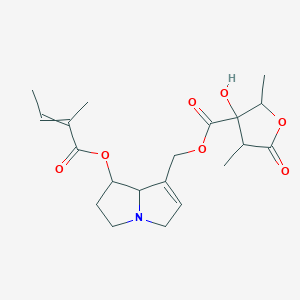 molecular formula C20H27NO7 B1196127 [7-(2-甲基丁-2-烯酰氧基)-5,6,7,8-四氢-3H-吡咯利津-1-基]甲基 3-羟基-2,4-二甲基-5-氧代恶唑烷-3-羧酸酯 