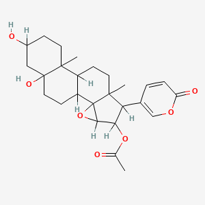 molecular formula C26H34O7 B1196128 5beta-Bufa-20,22-dienolide, 14,15beta-epoxy-3beta,5,16beta-trihydroxy-, 16-acetate 