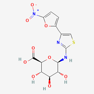 molecular formula C13H13N3O9S B1196153 1-(2-Amino-4-(5-nitro-2-furyl)-2-thiazolyl)-1-deoxy-beta-D-glucopyranuronic acid CAS No. 131579-68-5
