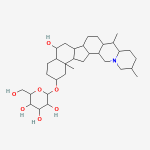 molecular formula C33H55NO7 B1196157 6-Hydroxycevan-2-yl hexopyranoside CAS No. 98985-22-9