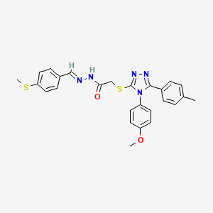 2-{[4-(4-methoxyphenyl)-5-(4-methylphenyl)-4H-1,2,4-triazol-3-yl]sulfanyl}-N'-{(E)-[4-(methylsulfanyl)phenyl]methylidene}acetohydrazide