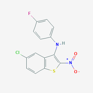molecular formula C14H8ClFN2O2S B119616 Benzo(b)thiophen-3-amine, 5-chloro-N-(4-fluorophenyl)-2-nitro- CAS No. 149338-26-1