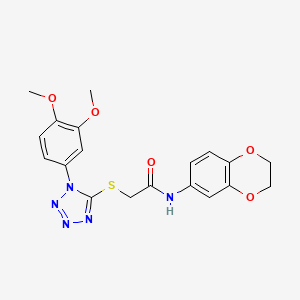 molecular formula C19H19N5O5S B1196165 N-(2,3-dihydro-1,4-benzodioxin-6-yl)-2-[[1-(3,4-dimethoxyphenyl)-5-tetrazolyl]thio]acetamide 