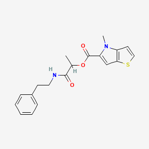 molecular formula C19H20N2O3S B1196166 4-Methyl-5-thieno[3,2-b]pyrrolecarboxylic acid [1-oxo-1-(2-phenylethylamino)propan-2-yl] ester 