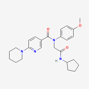 molecular formula C25H32N4O3 B1196168 N-[2-(cyclopentylamino)-2-oxoethyl]-N-(4-methoxyphenyl)-6-(1-piperidinyl)-3-pyridinecarboxamide 