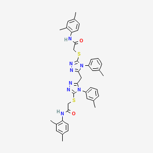 2-{[5-{[5-{[2-(2,4-dimethylanilino)-2-oxoethyl]thio}-4-(3-methylphenyl)-4H-1,2,4-triazol-3-yl]methyl}-4-(3-methylphenyl)-4H-1,2,4-triazol-3-yl]thio}-N-(2,4-dimethylphenyl)acetamide