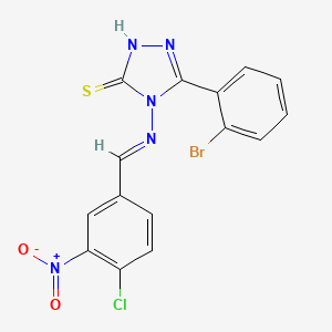 molecular formula C15H9BrClN5O2S B11961715 5-(2-bromophenyl)-4-{[(E)-(4-chloro-3-nitrophenyl)methylidene]amino}-4H-1,2,4-triazole-3-thiol 