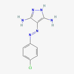 molecular formula C9H9ClN6 B1196172 4-[(4-Chlorophenyl)hydrazinylidene]pyrazole-3,5-diamine CAS No. 5583-76-6
