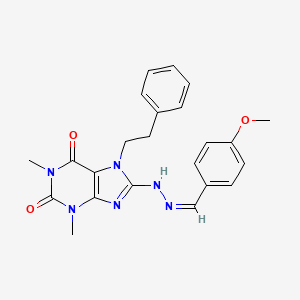 4-Methoxybenzaldehyde [1,3-dimethyl-2,6-dioxo-7-(2-phenylethyl)-2,3,6,7-tetrahydro-1H-purin-8-YL]hydrazone