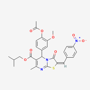 2-methylpropyl (2E)-5-[4-(acetyloxy)-3-methoxyphenyl]-7-methyl-2-(4-nitrobenzylidene)-3-oxo-2,3-dihydro-5H-[1,3]thiazolo[3,2-a]pyrimidine-6-carboxylate