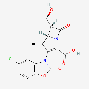 molecular formula C17H15ClN2O6 B1196217 6-(1-Hydroxyethyl)-2-(5-chloro-2-oxobenzoxazolin-3-yl)-1-methyl-1-carbapen-2-em-3-carboxylic acid CAS No. 125412-71-7
