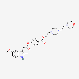 molecular formula C31H40N4O6 B1196233 1H-Indole-3-acetic acid, 5-methoxy-2-methyl-, 4-((2-(4-(2-(4-morpholinyl)ethyl)-1-piperazinyl)ethoxy)carbonyl)phenyl ester CAS No. 85476-59-1
