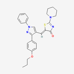 (5Z)-5-{[1-phenyl-3-(4-propoxyphenyl)-1H-pyrazol-4-yl]methylene}-2-(1-piperidinyl)-1,3-thiazol-4(5H)-one