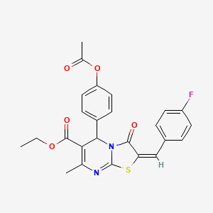 ethyl (2E)-5-[4-(acetyloxy)phenyl]-2-(4-fluorobenzylidene)-7-methyl-3-oxo-2,3-dihydro-5H-[1,3]thiazolo[3,2-a]pyrimidine-6-carboxylate