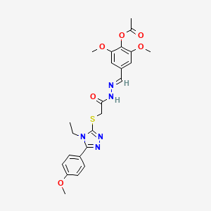 4-{(E)-[({[4-ethyl-5-(4-methoxyphenyl)-4H-1,2,4-triazol-3-yl]thio}acetyl)hydrazono]methyl}-2,6-dimethoxyphenyl acetate