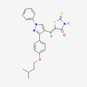 molecular formula C24H23N3O2S2 B11962811 (5Z)-5-({3-[4-(Isopentyloxy)phenyl]-1-phenyl-1H-pyrazol-4-YL}methylene)-2-thioxo-1,3-thiazolidin-4-one 