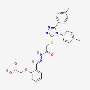 (2-{(E)-[2-({[4,5-bis(4-methylphenyl)-4H-1,2,4-triazol-3-yl]sulfanyl}acetyl)hydrazinylidene]methyl}phenoxy)acetic acid