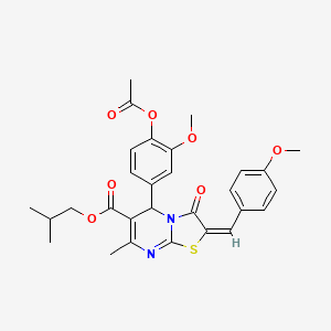 2-methylpropyl (2E)-5-[4-(acetyloxy)-3-methoxyphenyl]-2-(4-methoxybenzylidene)-7-methyl-3-oxo-2,3-dihydro-5H-[1,3]thiazolo[3,2-a]pyrimidine-6-carboxylate