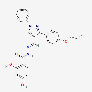 molecular formula C26H24N4O4 B11963625 2,4-Dihydroxy-N'-((1-phenyl-3-(4-propoxyphenyl)-1H-pyrazol-4-yl)methylene)benzohydrazide CAS No. 881403-01-6