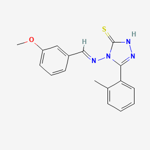 molecular formula C17H16N4OS B11963655 4-{[(E)-(3-methoxyphenyl)methylidene]amino}-5-(2-methylphenyl)-4H-1,2,4-triazole-3-thiol 