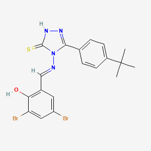 2,4-dibromo-6-[(E)-{[3-(4-tert-butylphenyl)-5-sulfanyl-4H-1,2,4-triazol-4-yl]imino}methyl]phenol