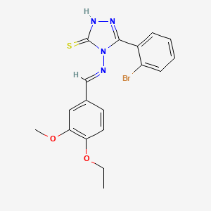 molecular formula C18H17BrN4O2S B11963743 5-(2-bromophenyl)-4-{[(E)-(4-ethoxy-3-methoxyphenyl)methylidene]amino}-4H-1,2,4-triazole-3-thiol 