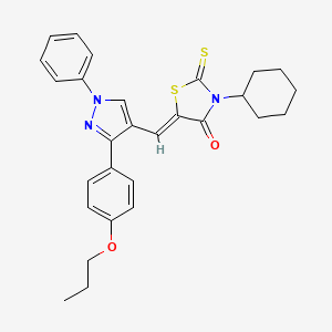 (5Z)-3-cyclohexyl-5-{[1-phenyl-3-(4-propoxyphenyl)-1H-pyrazol-4-yl]methylene}-2-thioxo-1,3-thiazolidin-4-one