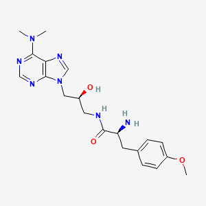 molecular formula C20H27N7O3 B1196392 6-Dimethylamino-9-(2-hydroxy-3-(4-methoxyphenyl-L-alanylamino)propyl)purine CAS No. 38868-80-3