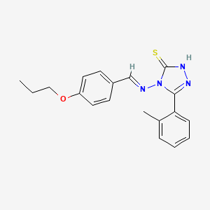 5-(2-methylphenyl)-4-{[(E)-(4-propoxyphenyl)methylidene]amino}-4H-1,2,4-triazol-3-yl hydrosulfide