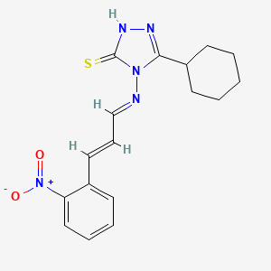 molecular formula C17H19N5O2S B11964014 5-cyclohexyl-4-{[(1E,2E)-3-(2-nitrophenyl)prop-2-en-1-ylidene]amino}-2,4-dihydro-3H-1,2,4-triazole-3-thione 