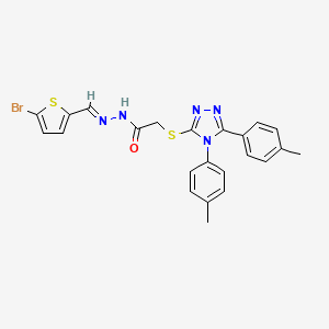 2-{[4,5-bis(4-methylphenyl)-4H-1,2,4-triazol-3-yl]sulfanyl}-N'-[(E)-(5-bromothiophen-2-yl)methylidene]acetohydrazide