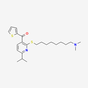 molecular formula C23H34N2OS2 B1196425 2-(8-Dimethylaminooctylthio)-6-isopropyl-3-pyridyl-2-thienyl ketone citrate CAS No. 129184-48-1