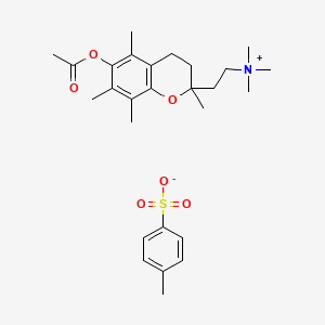 molecular formula C27H39NO6S B1196430 2-(6-Acetyloxy-2,5,7,8-tetramethyl-3,4-dihydrochromen-2-yl)ethyl-trimethylazanium;4-methylbenzenesulfonate CAS No. 128008-97-9
