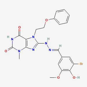 3-bromo-4-hydroxy-5-methoxybenzaldehyde [3-methyl-2,6-dioxo-7-(2-phenoxyethyl)-2,3,6,7-tetrahydro-1H-purin-8-yl]hydrazone