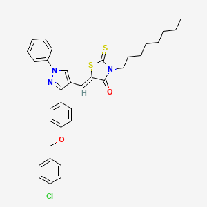 (5Z)-5-[(3-{4-[(4-Chlorobenzyl)oxy]phenyl}-1-phenyl-1H-pyrazol-4-YL)methylene]-3-octyl-2-thioxo-1,3-thiazolidin-4-one