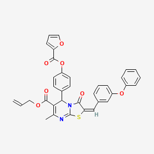 molecular formula C35H26N2O7S B11964493 Allyl (2E)-5-[4-(2-furoyloxy)phenyl]-7-methyl-3-oxo-2-(3-phenoxybenzylidene)-2,3-dihydro-5H-[1,3]thiazolo[3,2-A]pyrimidine-6-carboxylate 