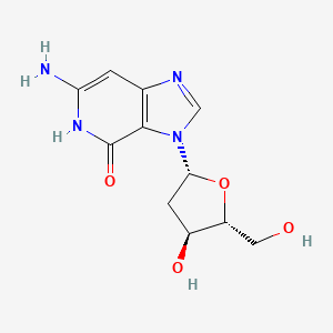 molecular formula C11H14N4O4 B1196450 6-amino-3-[(2R,4S,5R)-4-hydroxy-5-(hydroxymethyl)oxolan-2-yl]-5H-imidazo[4,5-c]pyridin-4-one CAS No. 83587-63-7
