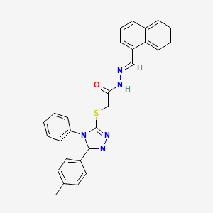 molecular formula C28H23N5OS B11964544 2-{[5-(4-Methylphenyl)-4-phenyl-4H-1,2,4-triazol-3-YL]sulfanyl}-N'-[(E)-1-naphthylmethylidene]acetohydrazide 