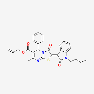 allyl (2Z)-2-(1-butyl-2-oxo-1,2-dihydro-3H-indol-3-ylidene)-7-methyl-3-oxo-5-phenyl-2,3-dihydro-5H-[1,3]thiazolo[3,2-a]pyrimidine-6-carboxylate